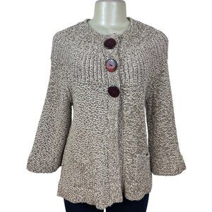 One Girl Who Womens Beige Button Cardigan Sweater Cozy Knit Size M